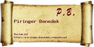 Piringer Benedek névjegykártya